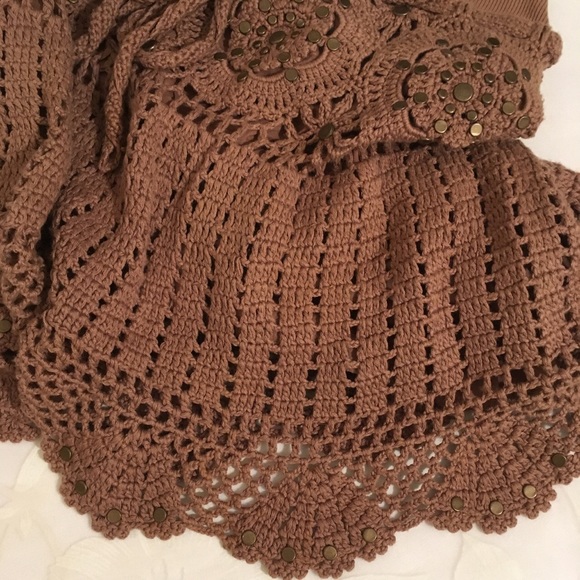 Soul Revival Brown Studded Crochet Skirt - Picture 2 of 6